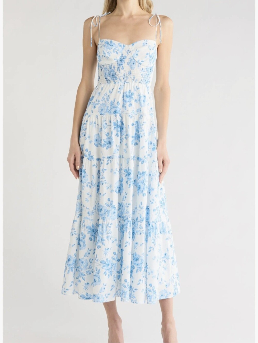 WAYF Tiered Tie Strap Dress Size Medium